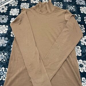 Long Sleeve Turtleneck Brown Top